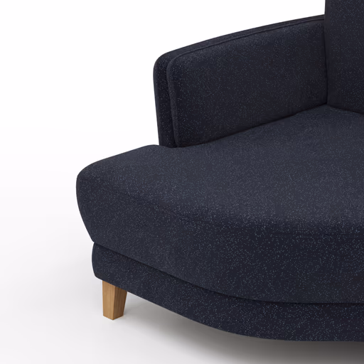 Sofa Stamford - 3,5-Sitzer, Bogen links mit Ecksofa 2-sitzig und Abschlusshocker Rechts, Stoff, Dunkelblau