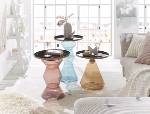 Beistelltisch - Ø/H ca. 45x45 cm, Schwarz, Braun