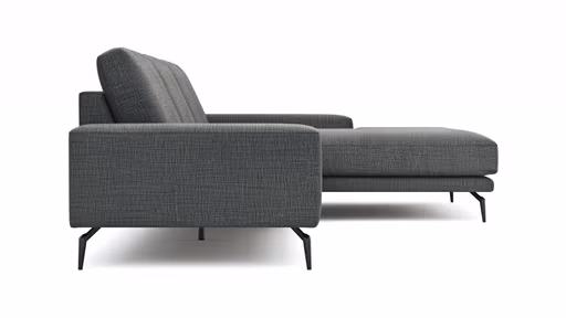 Ecksofa Redington - 2,5-Sitzer mit Longchair groß rechts, Stoff, Schwarz