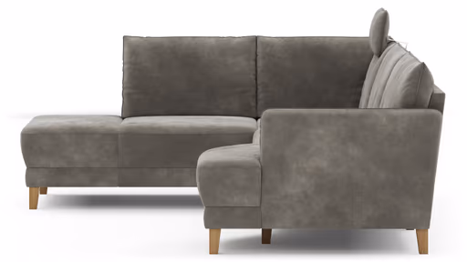 Sofa Stamford - inkl. Armlehne verstellbar und Kopfstütze, Ecksofa 2-sitzig und Abschlusshocker links mit 3,5-Sitzer, Bogen rechts, Stoff, Anthrazit