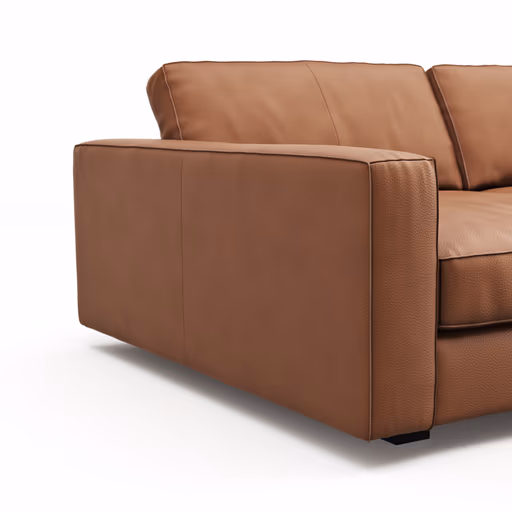 Sofa Aprino 2 - 3,5-Sitzer XXL, Dickleder, Cognac, Armlehne Block schmal