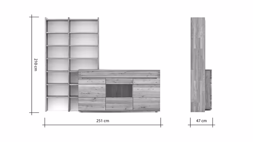 Wohnwand Cartago Soft - Wildeiche massiv, natur geölt