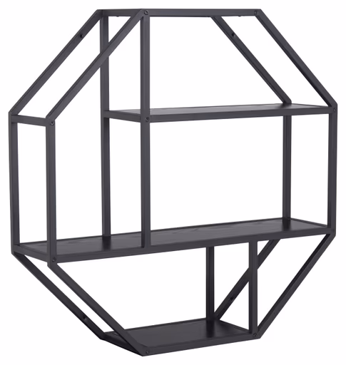 Wandregal - Esche schwarz, metall schwarz