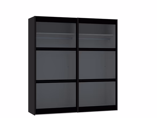 Schwebetürenschrank JOIN IT- B ca. 202 cm,  Schwarz, Rauchglas, Dunkel