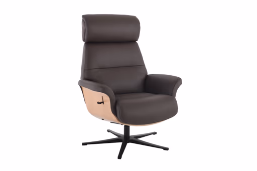 TV-Sessel MOANI mit Hocker - drehbar, Relaxfunktion, Kopfteilverstellung, Leder, Dunkelbraun