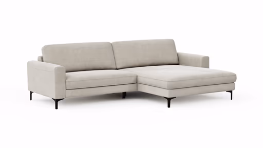 Ecksofa Oviedo - 1,5-Sitzer mit Longchair rechts inkl. Relaxfunktion (motorisch), Stoff, Natur