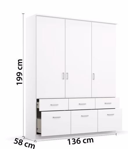 Drehtürenschrank ROYAN- B ca. 136 cm, Weiß