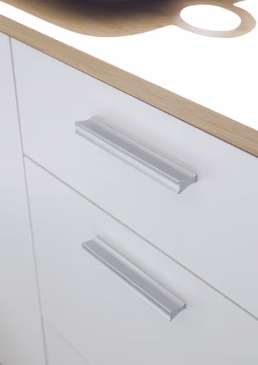 Kommode - B ca. 135 cm, Weiß, Artisan Eiche Nachbildung