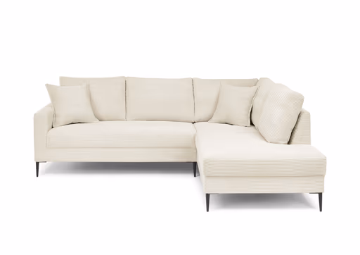 Ecksofa - 3-Sitzer, Ecke rechts, Stoff, Creme