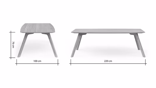 Esstisch Phoenix - LB ca. 220x100 cm, Eiche massiv, Bianco geölt