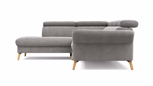 Sofa Maryville - Eckelement und Abschlussteil medium links mit 2,5-Sitzer, inkl. Kopfteil verstellbar, Stoff, Grau