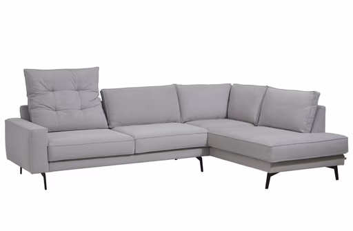 Ecksofa Samara - 2-Sitzer mit Ecke rechts inkl. Rückenlehne verstellbar, Stoff, Hellgrau
