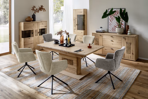 Highboard - mit Hirnholz Applikation, Balkeneiche, massiv