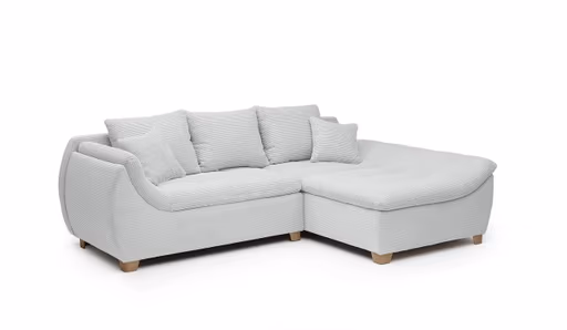 Ecksofa JAMILA - 2-Sitzer, Ecke rechts, Stoff, Silberfarben