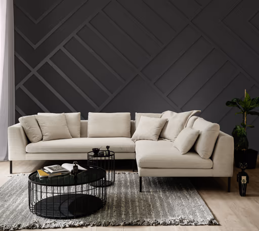 Ecksofa Helmi - 2,5-Sitzer, Ecke rechts, Cord, Creme