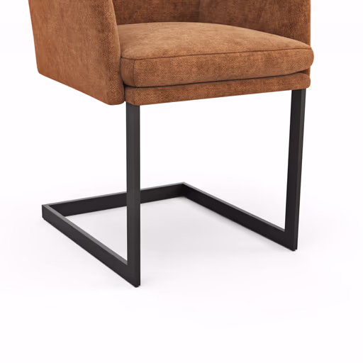 Freischwinger Valloni - Armlehne, Stoff, Rostfarben