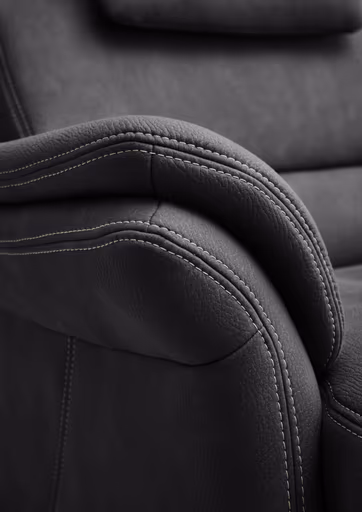 Wohnlandschaft - Longchair links mit 2,5-Sitzer und Ecke rechts inkl. 2 Premiumkopfstützen in Stoff Dunkelgrau