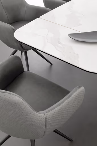 Esstisch Savona - LB ca. 200x100 cm, ausziehbar, Keramik, Weiß, Bootsform