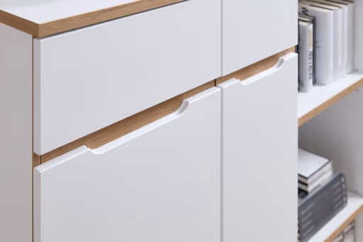 Büroschrank - B ca. 75 cm, Weiß, Artisan Eiche Nachbildung