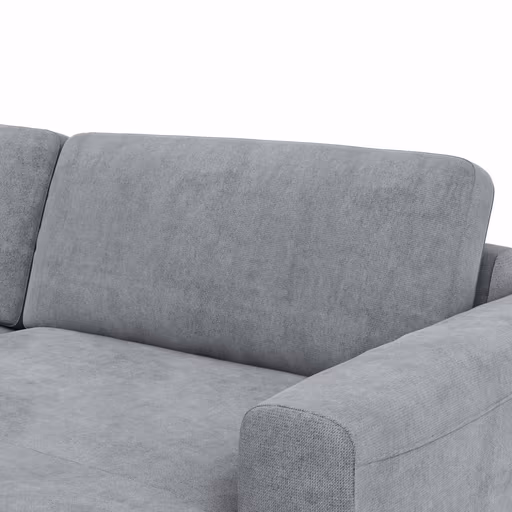 Wohnlandschaft Oviedo - Ecke links mit 2-Sitzer und Longchair rechts, Stoff, Grau