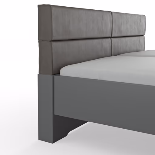 Bett Viana - Liegefläche ca. 180x200 cm, Holzwerkstoff Dunkelgrau, Kunstleder Anthrazit