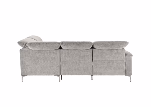 Ecksofa - 3-Sitzer mit Ecke rechts, Kopfteil verstellbar, Stoff, Grau