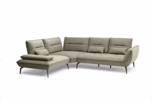 Ecksofa PAYTON - Ecke links, 2,5-Sitzer inkl. Rückenneigung, Armteilverstellung, Stoff, Dunkelgrün