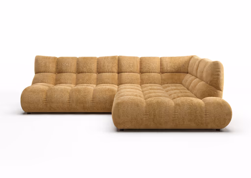 Ecksofa - 2-Sitzer mit Ecke rechts, Stoff, Goldfarben