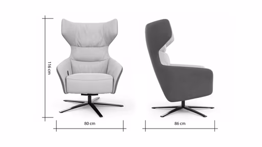 Drehsessel Houston Relax - Größe M, inkl. Relaxfunktion + Gasdruckfeder, Stoff, Natur