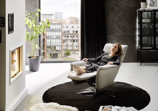 TV-Sessel - Relaxfunktion, Leder, Alufarben