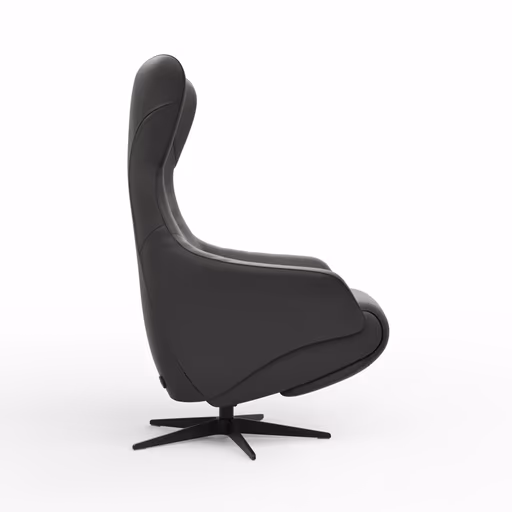 Relaxsessel Follina - Relaxfunktion (motorisch), Leder, Schwarz, Akku