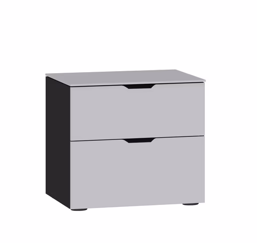 Nachtkommode JOIN IT- Glas, Hellgrau, Matt, Schwarz