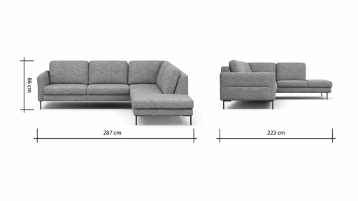 Ecksofa Enna - 3-Sitzer, Ecke rechts, Sitzvorzug (motorisch), Stoff, Anthrazit