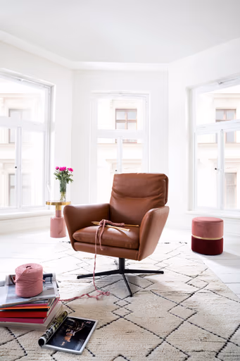 Hocker Svala B - Velour, Rosa, Robinrot