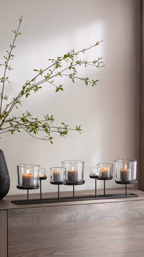 Windlicht - Eisen/Glas, Länge ca. 70 cm, Schwarz