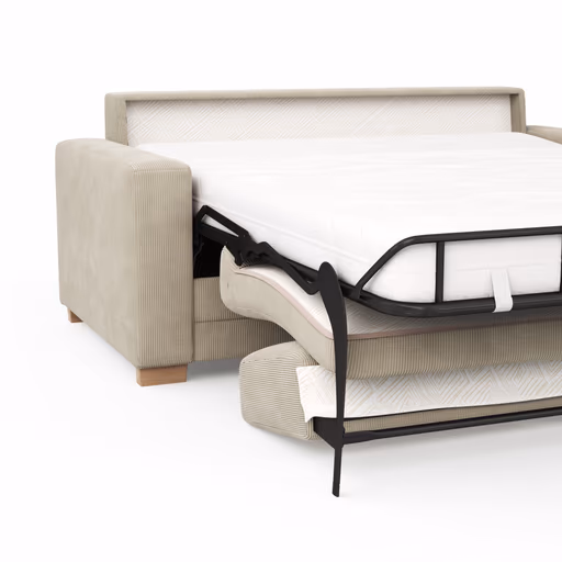 Sofa Lakeville - 2-Sitzer inkl. Schlaffunktion, Gestell Schwarz, Stoff, Beige