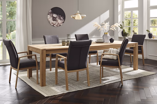 Esstisch 5000 - ausziehbar, LB ca. 180x90 cm, Eiche massiv, Bianco