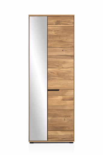 Garderobenschrank- B ca. 70 cm, Eiche, Massiv, Spiegel