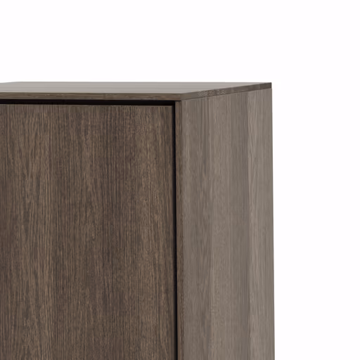 Vitrine Saratoga - links, Buche massiv, silbergrau geölt