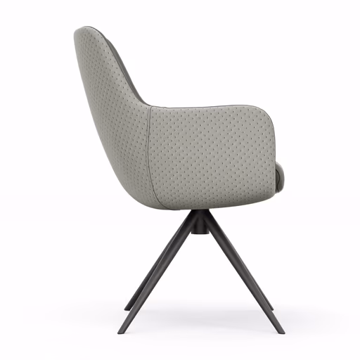 Armlehnstuhl Mis - Leder, Dunkelgrau, Stoff, Grau, Gestell Stativ