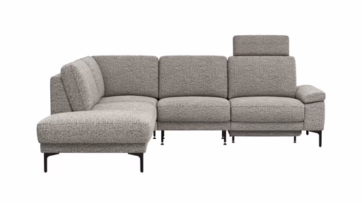 Ecksofa Matero - Ecke mit 2-Sitzer rechts inkl. Relaxfunktion motorisch und Sitzvorzug, Stoff, Graubeige