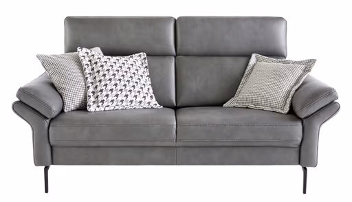 Sofa Atella - 2,5-Sitzer, inklusive Kopfteilverstellung, Leder, Anthrazit