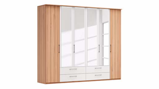 Drehtürenschrank Viana - B. ca. 270 cm, Furnier, Kernbuche, Weiß