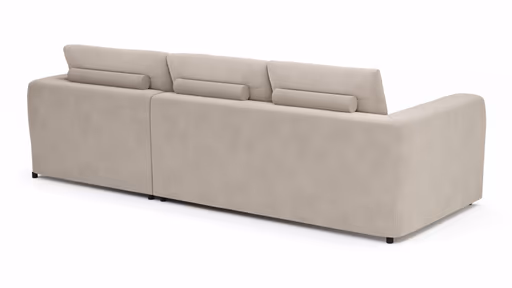 Ecksofa Stormy - 2,5-Sitzer mit Longchair rechts, Stoff, Creme