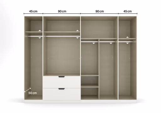 Drehtürenschrank RAGONA SPIN- B ca. 271 cm, Weiß, Weiß Hochglanz, Spiegel