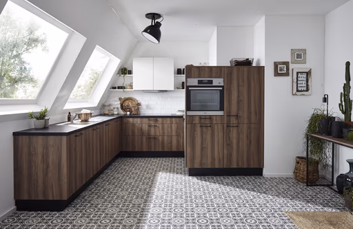 U-Küche 53.210 GL 3 522, Victoria Nussbaum Nachbildung