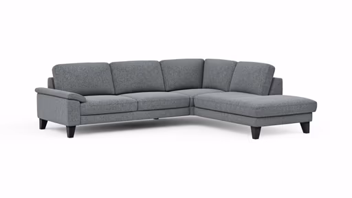 Ecksofa Oviedo - 2,5-Sitzer mit Ecke rechts inkl. Drehsitz, Stoff, Grau