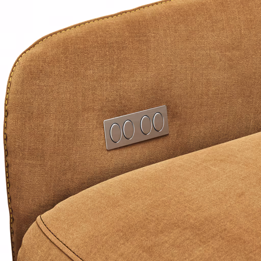 Relaxsessel Clemens - Größe M, inkl. Relaxfunktion (motorisch), Kopfstütze, Stoff,  Gold