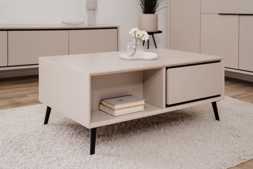 Couchtisch - LB ca. 94x55 cm, Sand, Schwarz