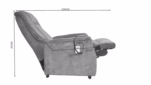 TV-Sessel MANDO - Aufstehhilfe, Relaxfunktion, Stoff, Grau-Beige